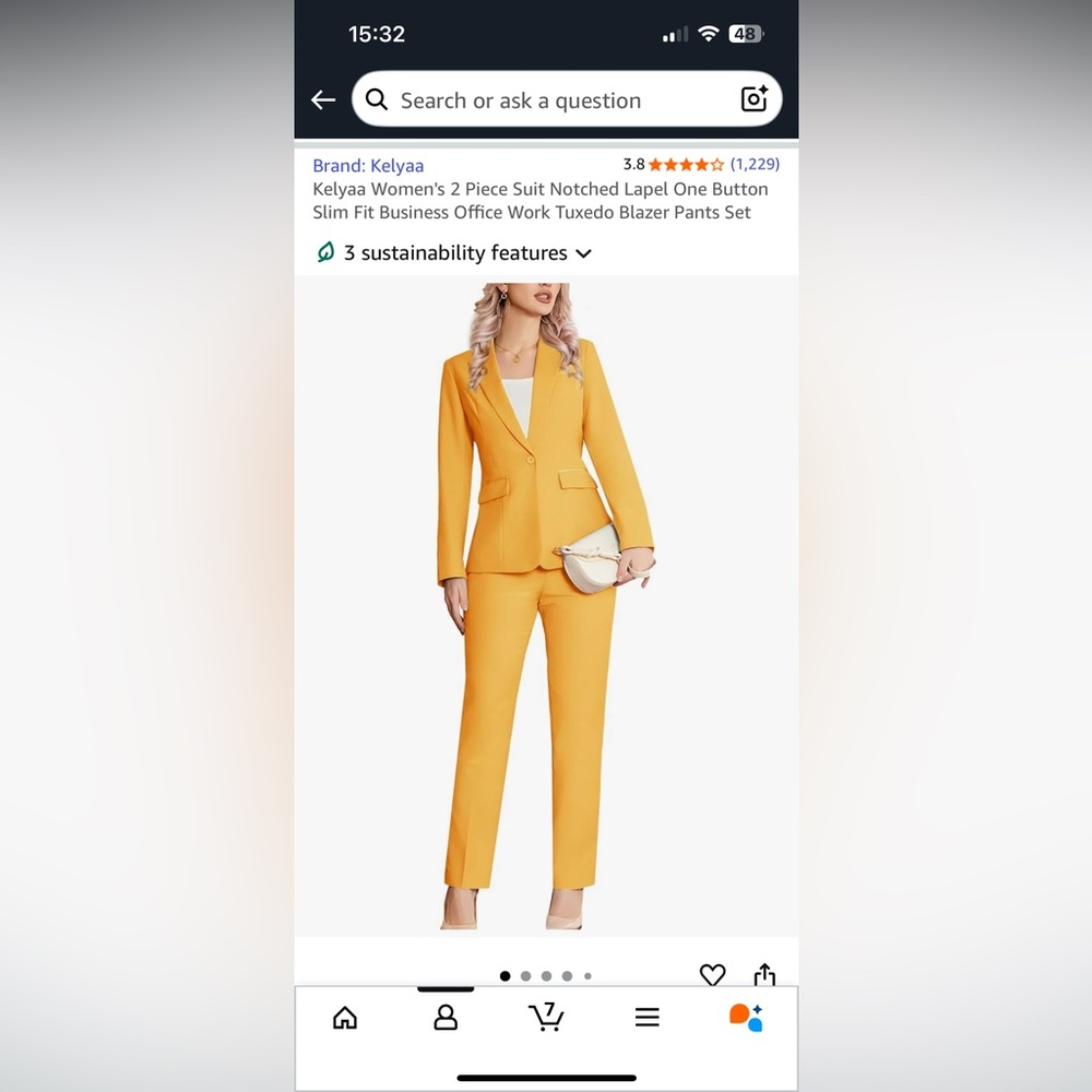 Women's Yellow 2 Piece Suit